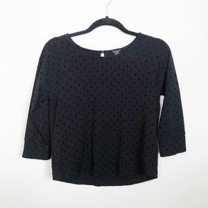 J. CREW Flocked Velvet Polka Dot Top